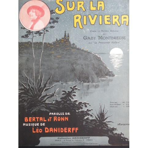 DANIDERFF Léo Sur la Riviera Chant Piano ca1918