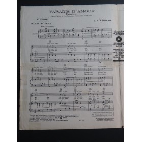 ZAMECNIK J. S. Paradis d'Amour Chant Piano 1929