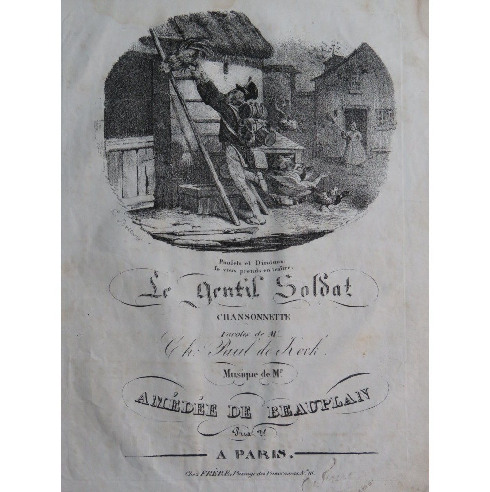 DE BEAUPLAN Amédée Le Gentil Soldat Chant Piano ca1830