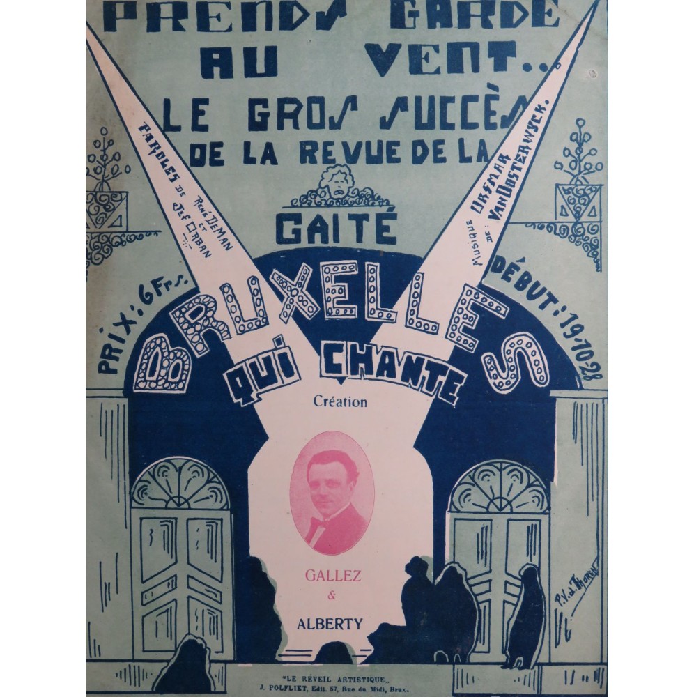 OOSTERWŸCK Ursmar Van Prends Garde au Vent ! Chant Piano ca1930