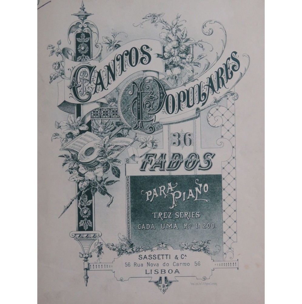 Cantos Populares Fados 12 Pièces Piano XIXe