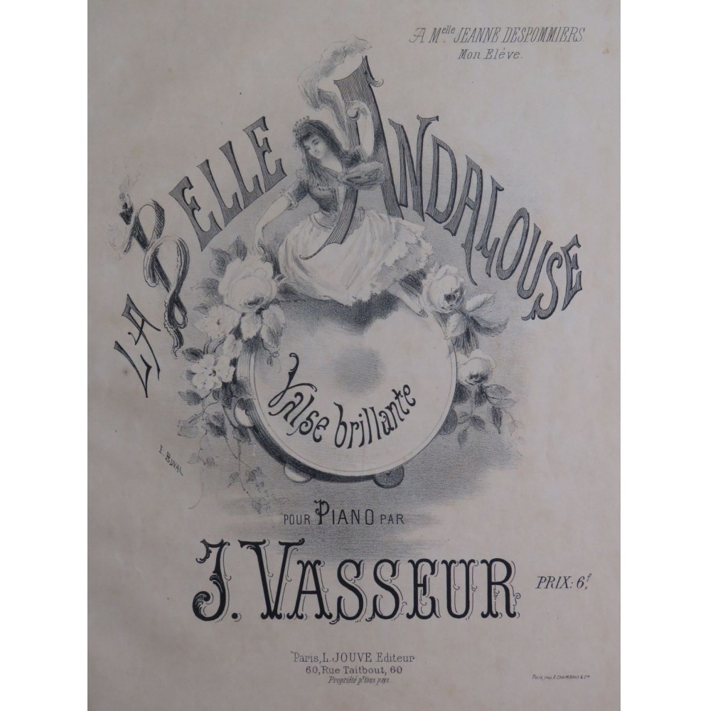 VASSEUR Jules La Belle Andalouse Piano ca1880