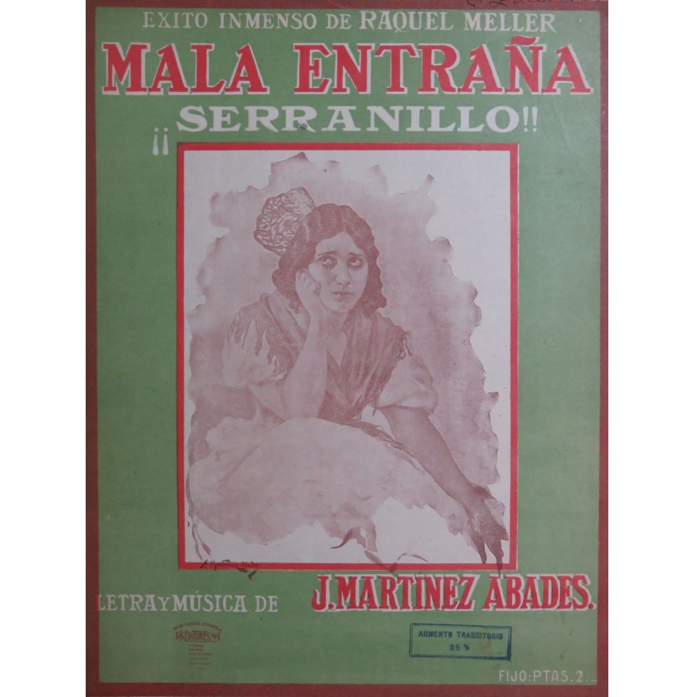 MARTINEZ ABADES Juan Mala Entraña Chant Piano ca1920