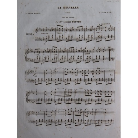 BOUVET Léonide La Dianella Piano ca1840