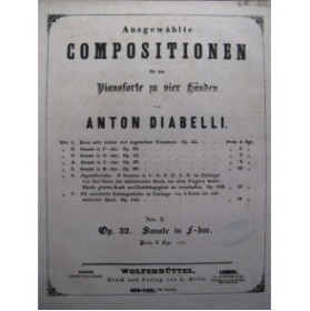 DIABELLI Anton Sonate No 2 op 32 Piano 4 mains XIXe