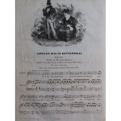 PANSERON Auguste Appelez moi, je reviendrai Chant Piano ca1830