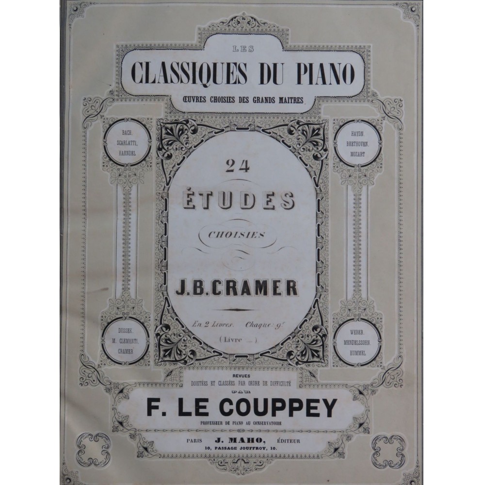 CRAMER J. B. Etudes 24 Pièces pour Piano ca1855