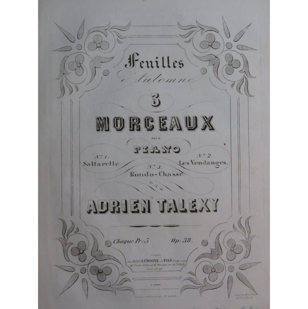TALEXY Adrien Feuille d'Automne No 3 op 38 Piano ca1852