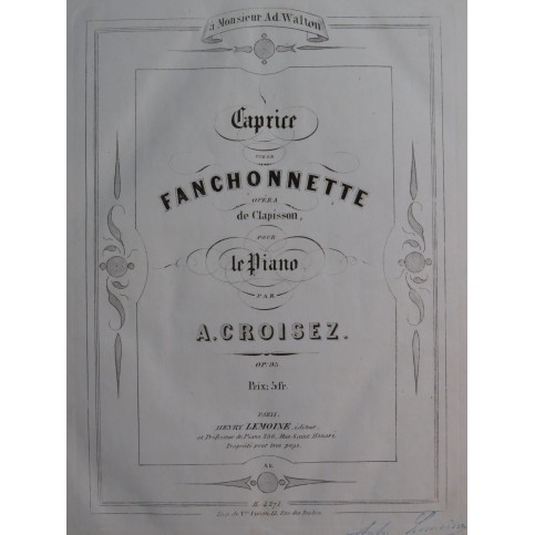 CROISEZ Alexandre Caprice op 95 Piano ca1857