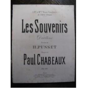 CHABEAUX Paul Les Souvenirs Chant Piano ca1880