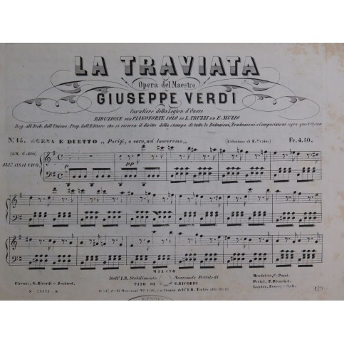 VERDI GIuseppe La Traviata No 15 Piano ca1853