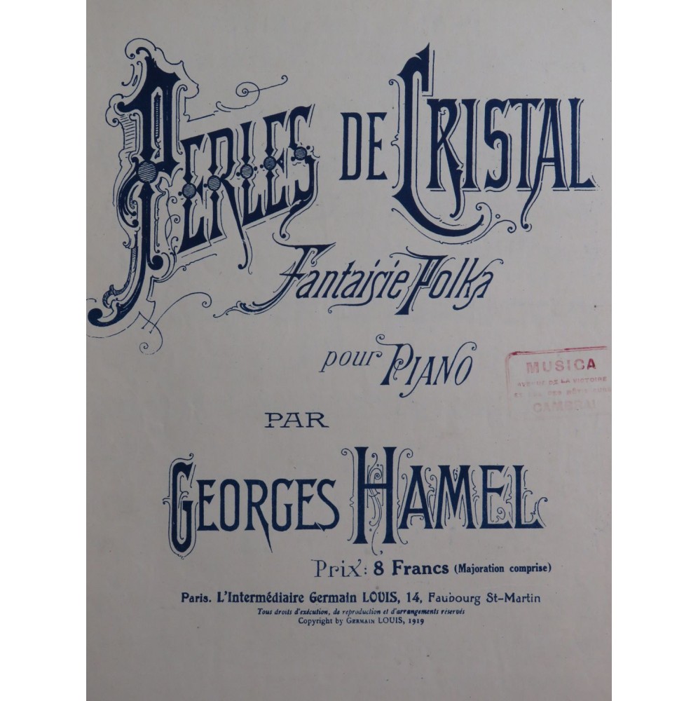 HAMEL Georges Perles de Cristal op 8 Piano 1913