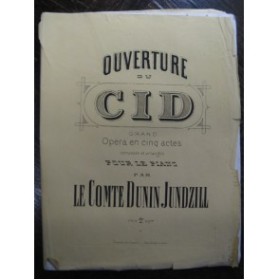 DUNIN JUNDZILL Adam Ouverture du Cid Dédicace Piano ca1850