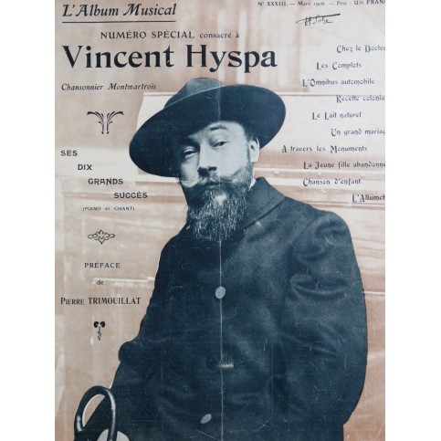 L'Album Musical Vincent Hyspa Erik Satie 1ère édition Chant Piano 1906