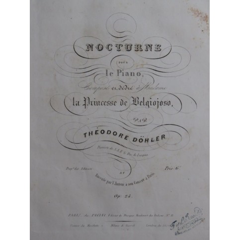 DÖHLER Théodore Nocturne op 24 Piano ca1840