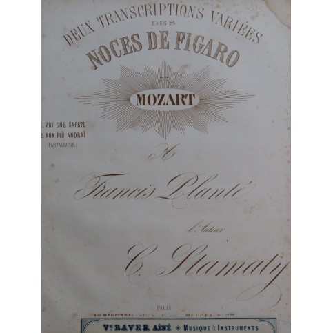 STAMATY Camille Les Noces de Figaro No 1 Varié op 42 Piano ca1860