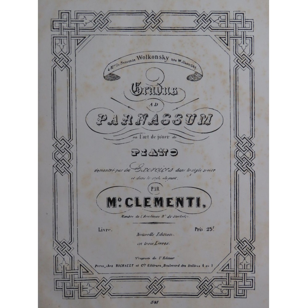 CLEMENTI Muzio Gradus ad Parnassum Livre 1 Piano XIXe