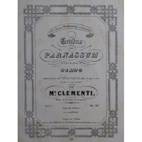 CLEMENTI Muzio Gradus ad Parnassum Livre 1 Piano XIXe