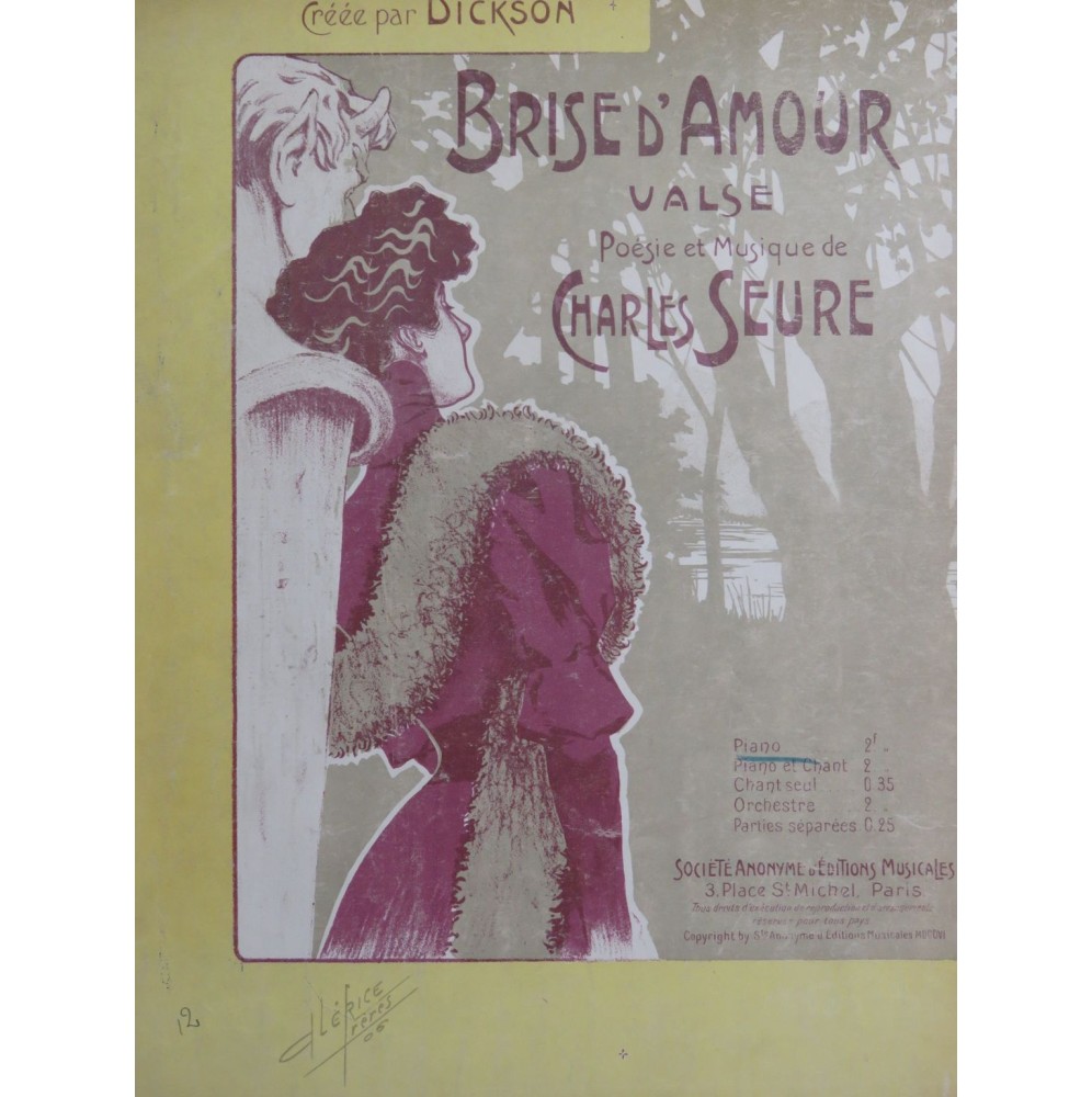 SEURE Charles Brise d'Amour Piano 1906