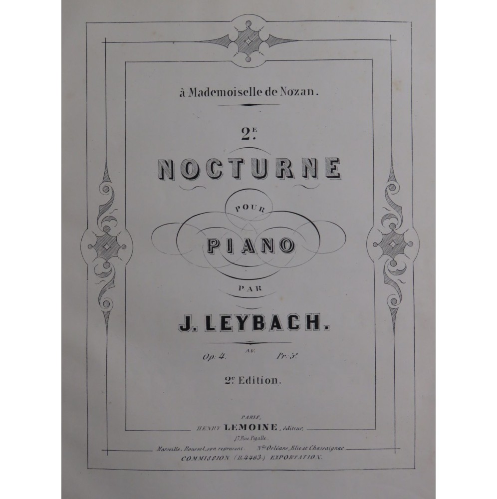 LEYBACH J. Nocturne op 4 Piano XIXe siècle
