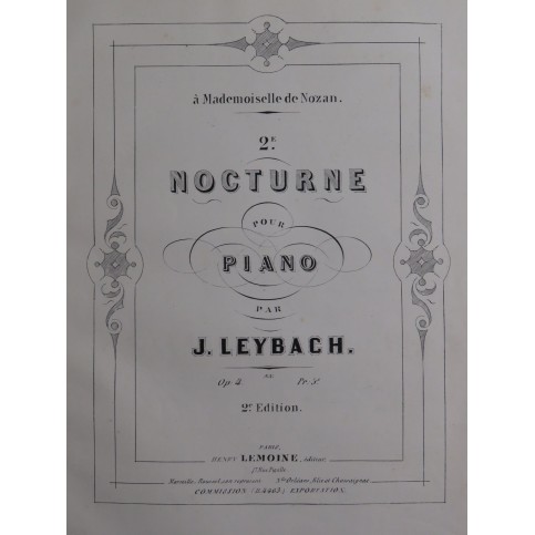 LEYBACH J. Nocturne op 4 Piano XIXe siècle