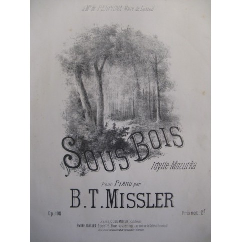 MISSLER B. T. Sous Bois Piano 1891