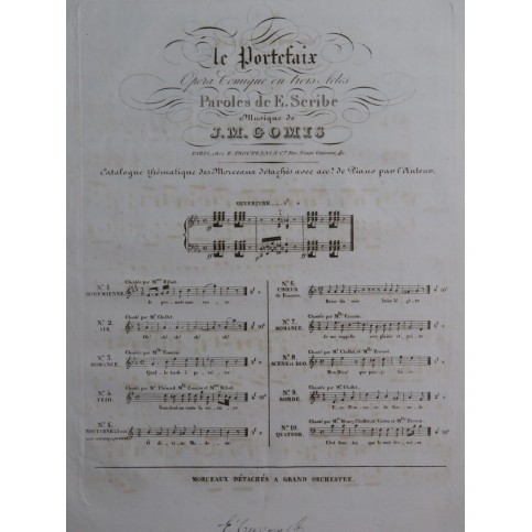 GOMIS José Melchior Le Portefaix No 9 Chant Piano ca1835