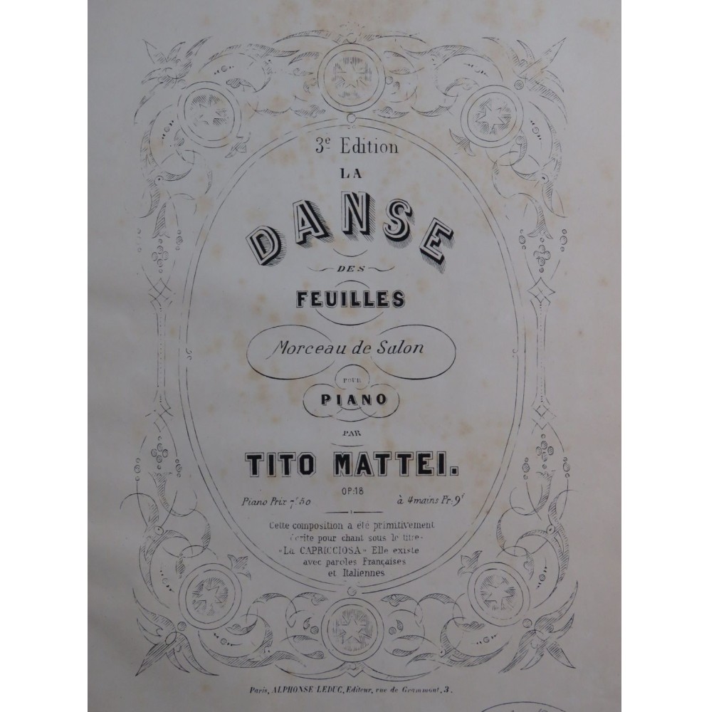 MATTEI Tito Danse des Feuilles op 18 Piano ca1865