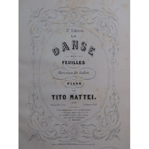 MATTEI Tito Danse des Feuilles op 18 Piano ca1865