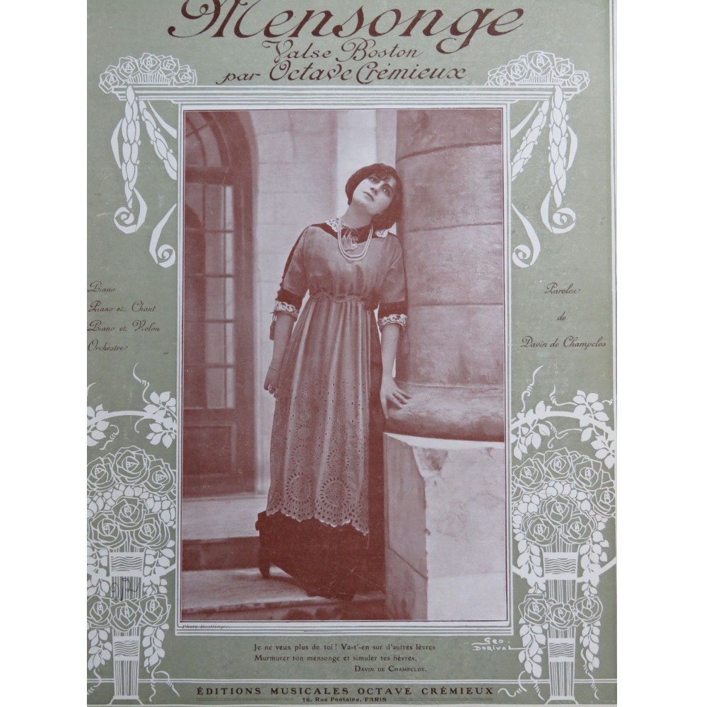 CRÉMIEUX Octave Mensonge Piano 1911