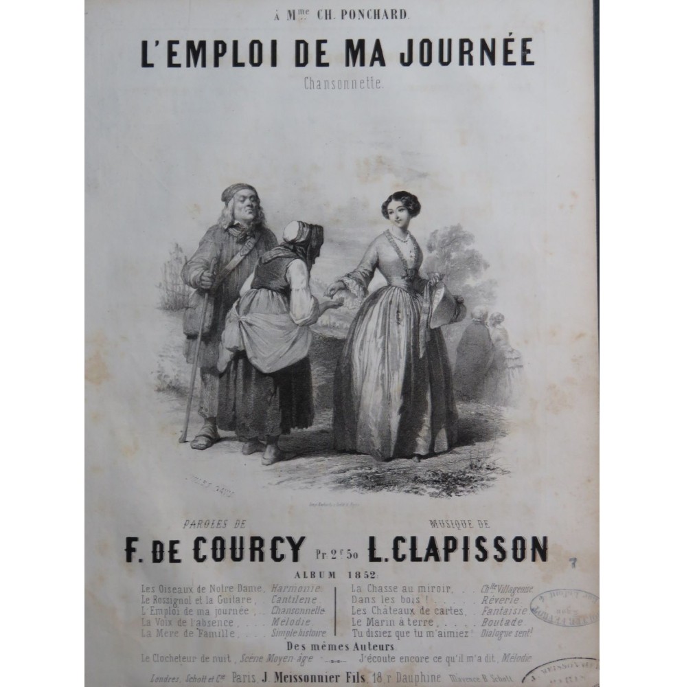 CLAPISSON Louis L'Emploi de ma journée Chant Piano 1852