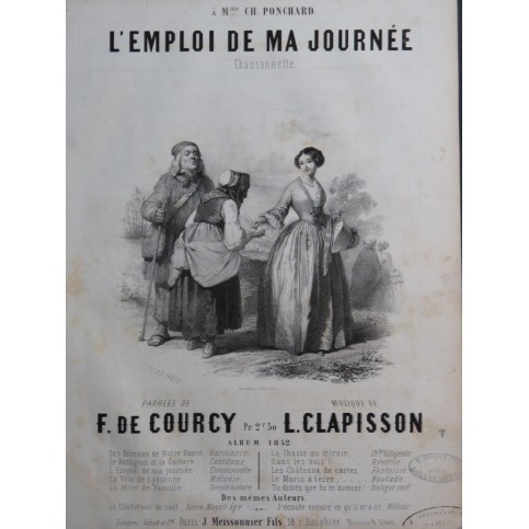 CLAPISSON Louis L'Emploi de ma journée Chant Piano 1852