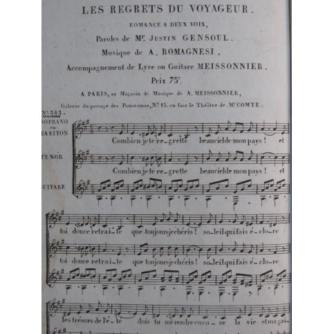 ROMAGNESI Antoine Les Regrets du Voyageur Chant Guitare ca1820