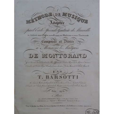 BARSOTTI Tommaso Méthode de Musique 1828