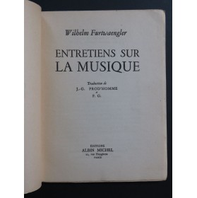 FURTWAENGLER Wilhelm Entretiens sur La Musique 1954