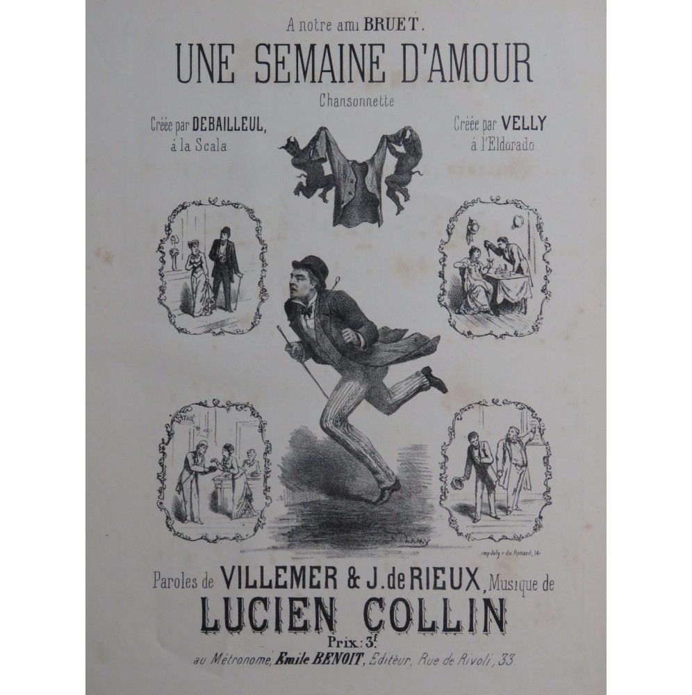 COLLIN Lucien Une Semaine d'Amour Chant Piano ca1880