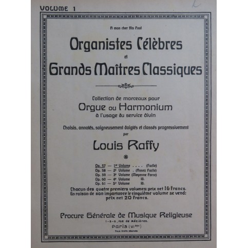 Organistes Célèbres et Grands Maîtres Classiques Vol 1 et 2 Orgue ou Harmonium