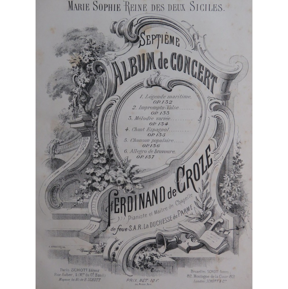 DE CROZE Ferdinand Chant Espagnol op 135 Piano ca1868