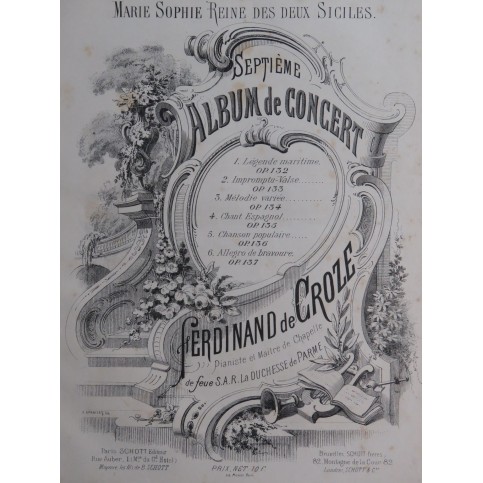 DE CROZE Ferdinand Chant Espagnol op 135 Piano ca1868