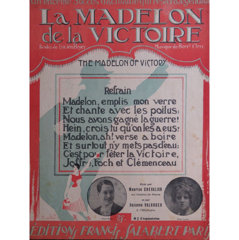 BOREL-CLERC Charles La Madelon de la Victoire Chant Piano 1918