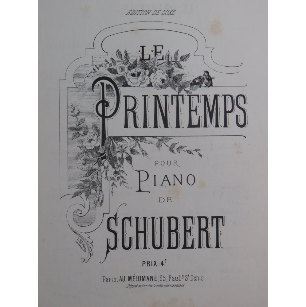 SCHUBERT Franz Le Printemps Piano XIXe