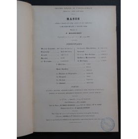 MASSENET Jules Manon Opéra Dédicace Chant Piano 1895