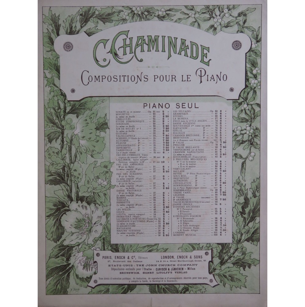 CHAMINADE Cécile Les Sylvains op 60 Piano ca1893