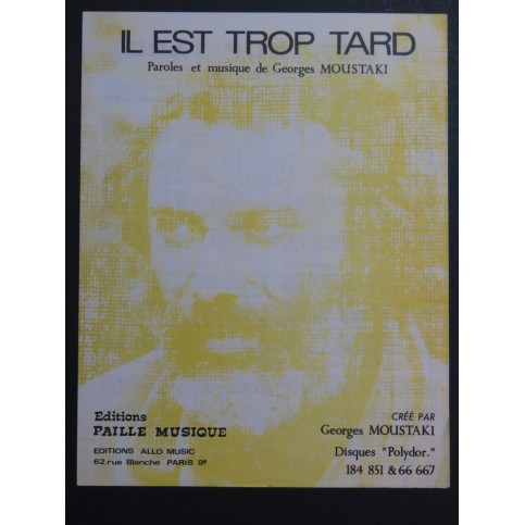 Il est trop tard Georges Moustaki Chant Piano 1969
