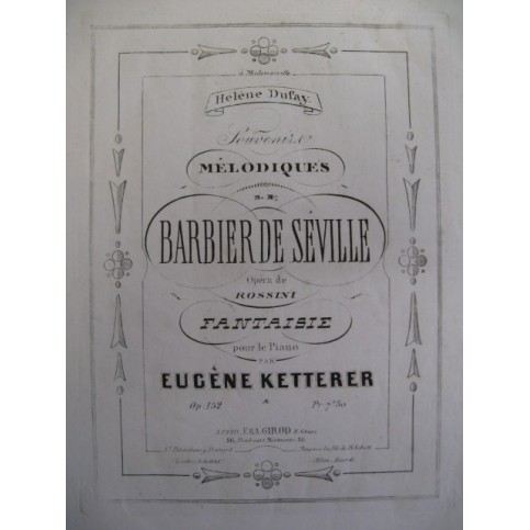 KETTERER Eugène Barbier de Séville Rossini Piano XIXe