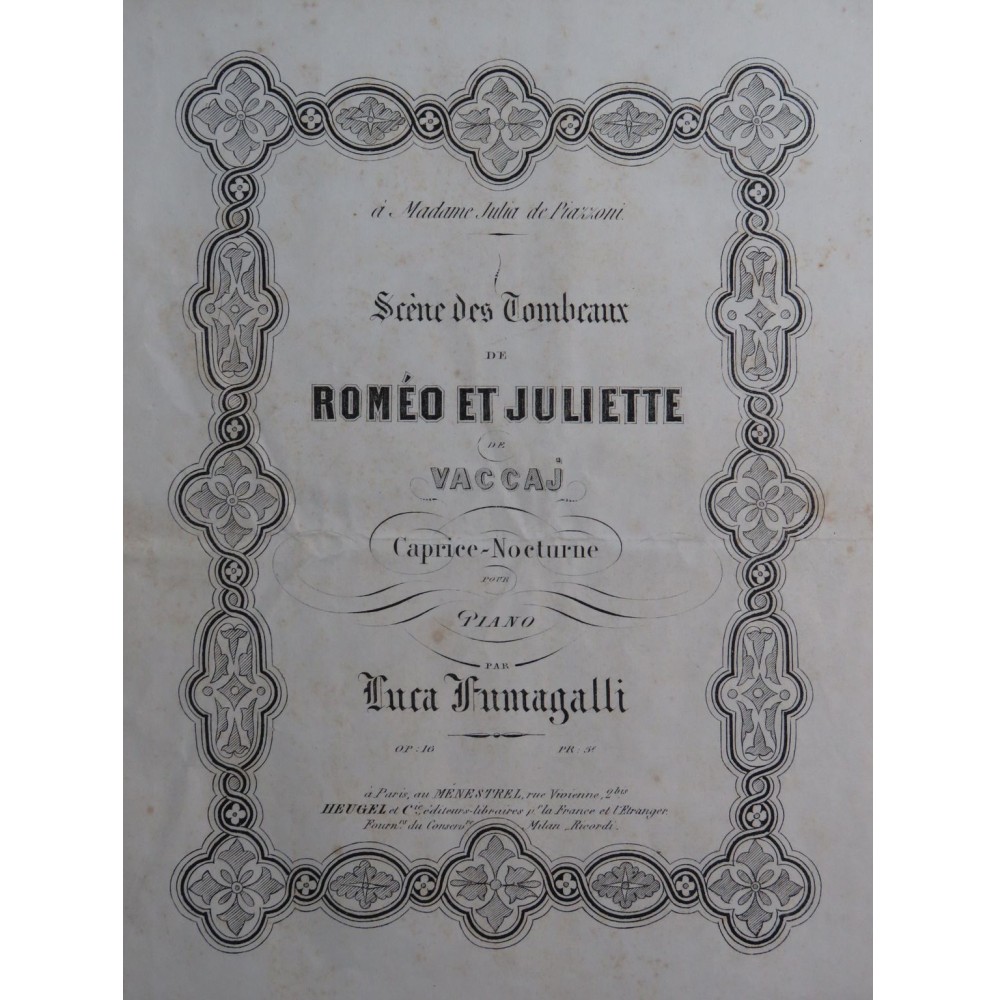 FUMAGALLI Luca Romeo et Juliette Caprice Nocturne op 16 Piano ca1860