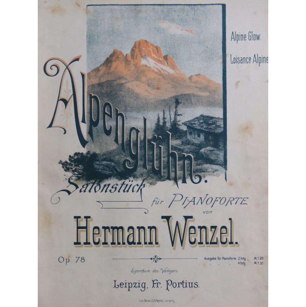 WENZEL Hermann Alpenglühn op 78 Piano ca1893
