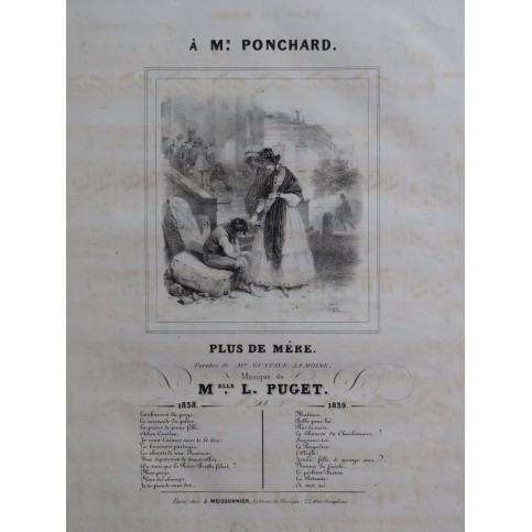 PUGET Loïsa Plus de mère Chant Piano 1839