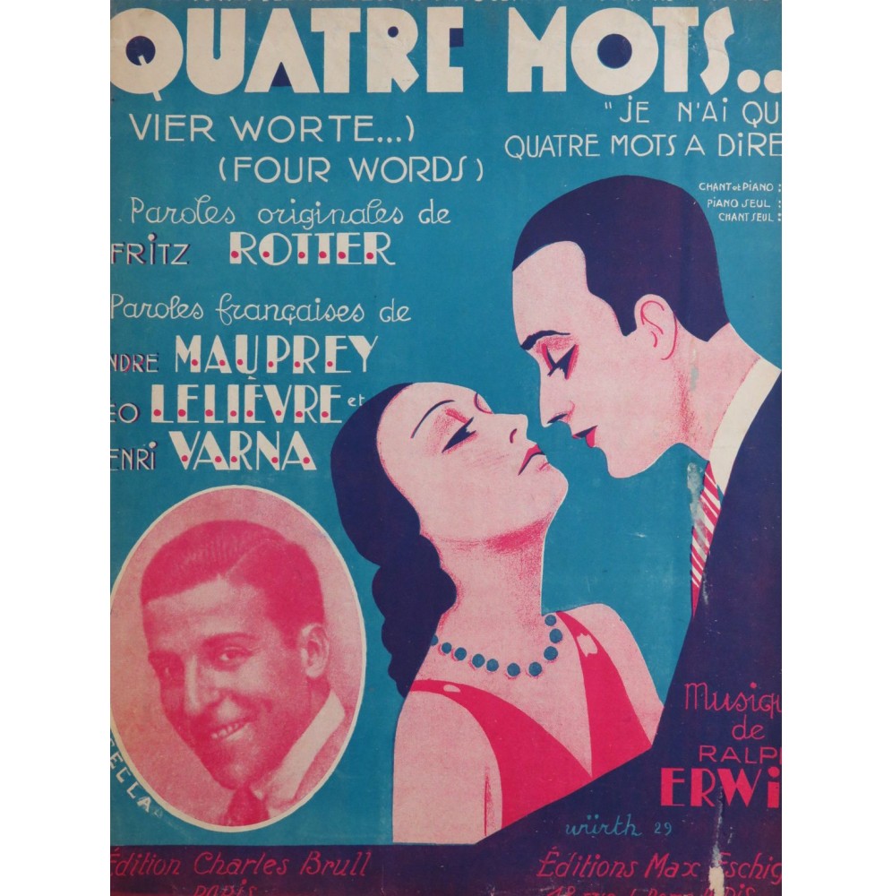 ERWIN Ralph Quatre Mots...Chant Piano 1929