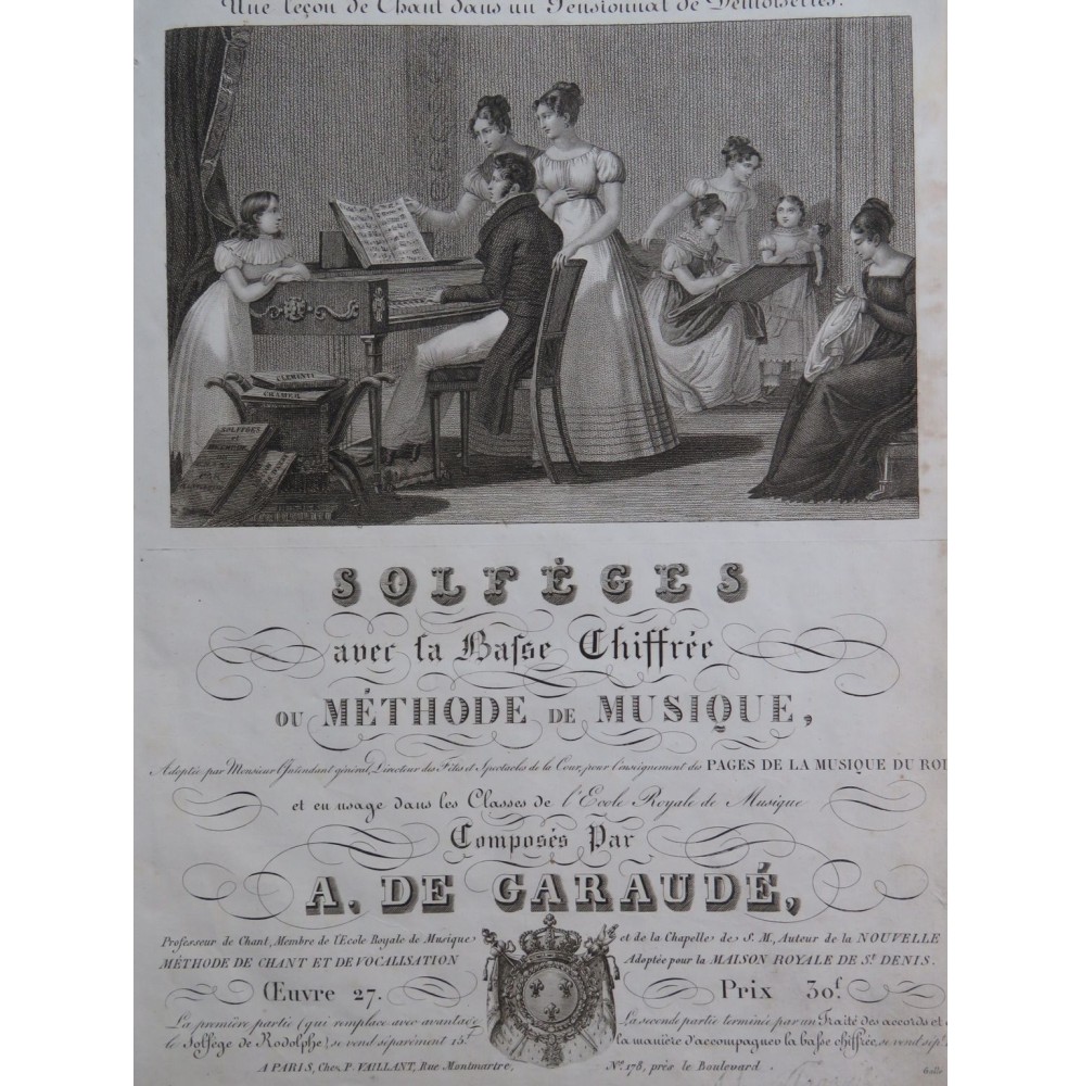 DE GARAUDÉ Alexis Solfèges Méthode de Musique ca1825